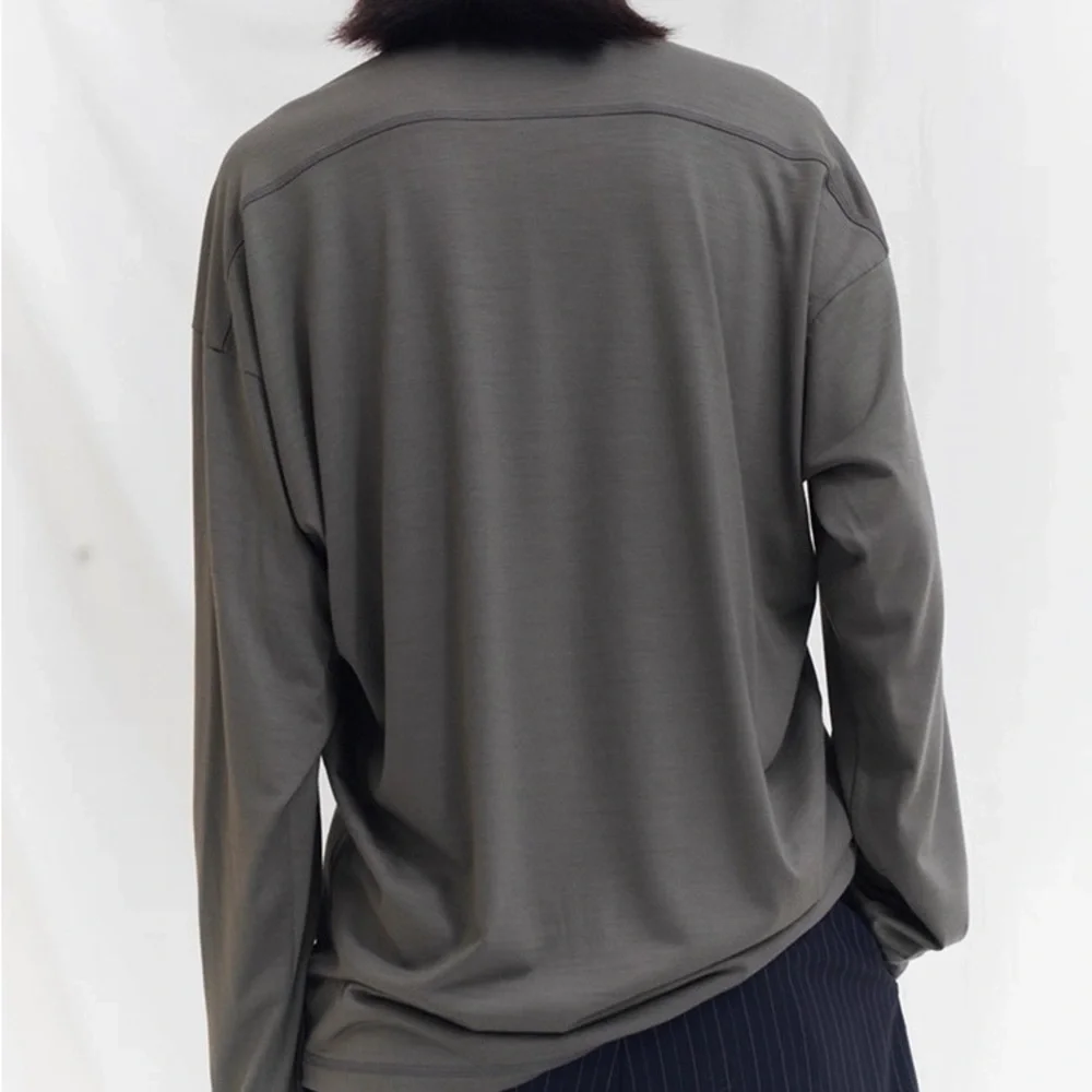 CHICJOC Women Oversized Merino Wool Sweater 100% Australian fine wool grey sz 36